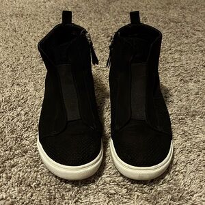 Black dress shoes, high heel, zip up, size 9 women’s